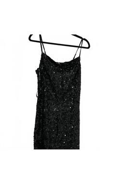 parker black beaded dress Black V-Neck Layers A-Line Wedding Guest Dress